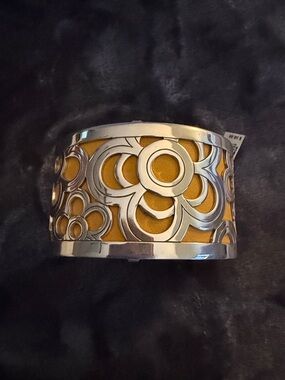 Brighton Silver Cuff Bracelet - Newberry convertible: yellow or dark brown inlay